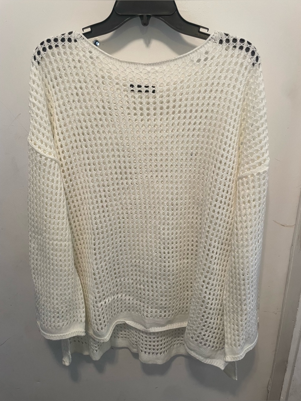 SHEIN Cream Open-Knit Swim Coverup Sweater